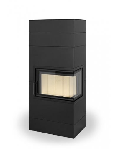 VARIANT R/L 03 steel - design accumulation fireplace with bent corner glazing